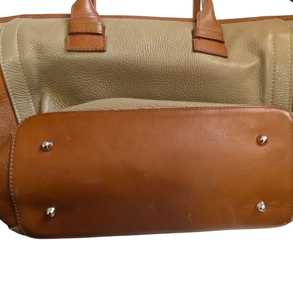 I Medici Firenze Italian Leather Tote Bag Taupe Brown Pebbled Shopper Purse